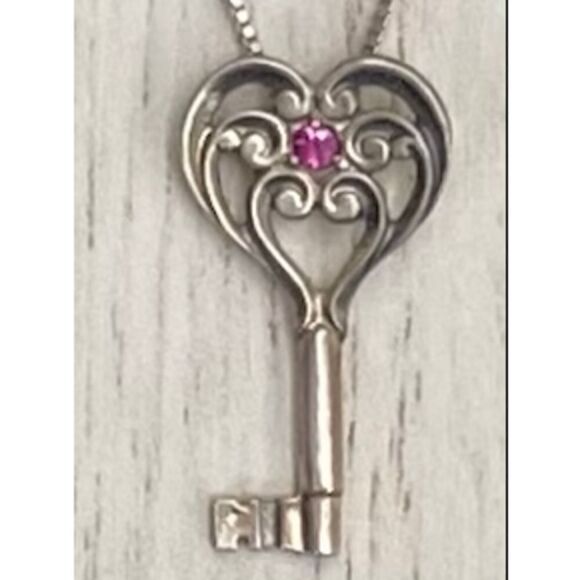 Sterling 18” 925 Silver  “Key to my Heart” Ne klace - Picture 2 of 12